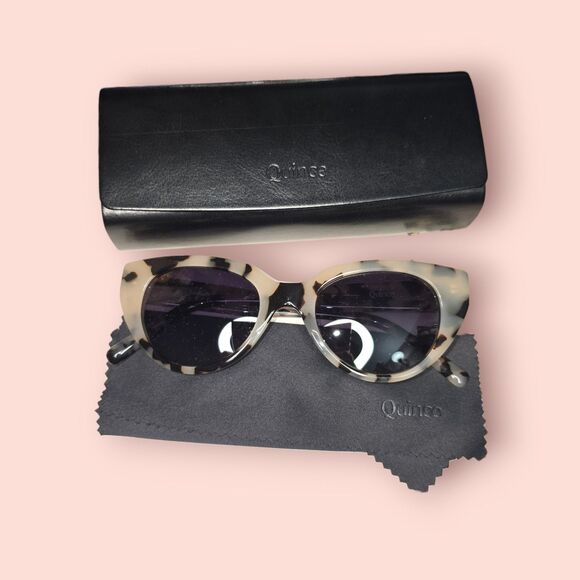 Quince Capri Polarized Acetate Sunglasses White Tortoise Gray Gradient Cat Eye